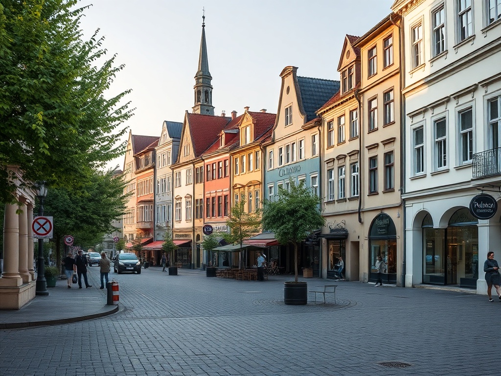 Widok na Słupcę z zaznaczeniem obszaru inwestycji związanych z oczyszczalnią ścieków i wydarzeń kulturalnych.